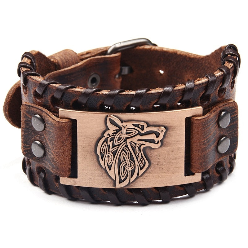 Viking Leather Braided Bracelet for Men